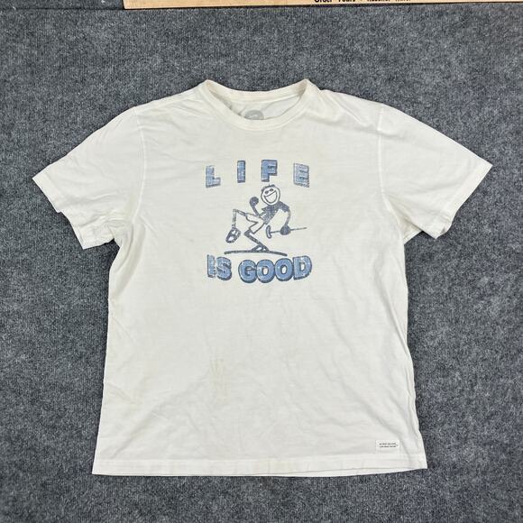 Life Is Good T-Shirt Mens Large White Graphic Casual Tee Cotton Classic Fit - Picture 2 of 8